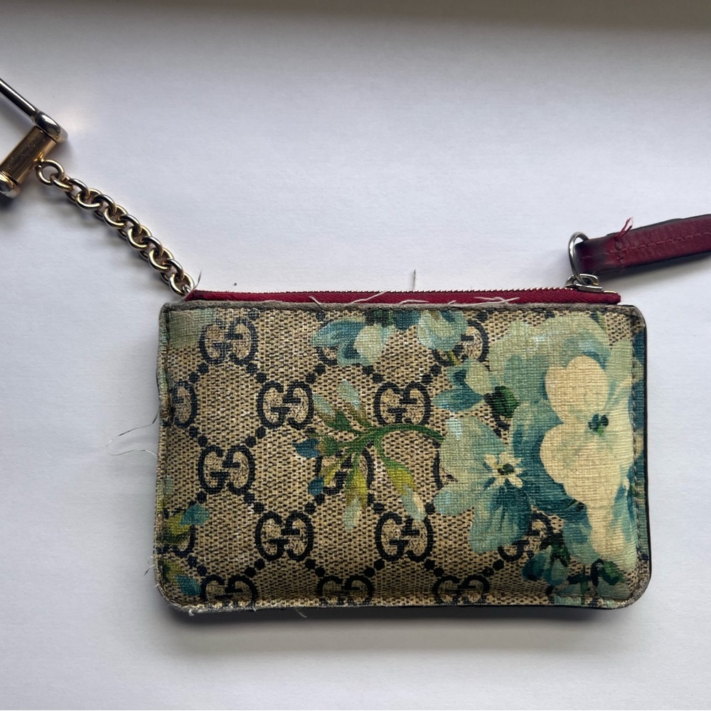 GUCCI Blooms Key Pouch Blue Flower Case